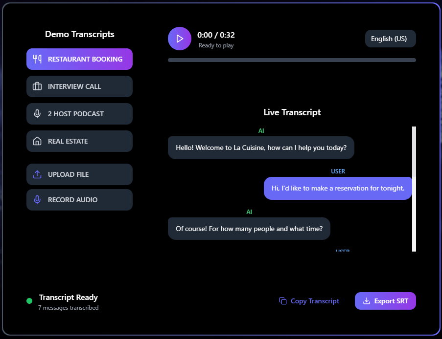 Speech to Text Demo